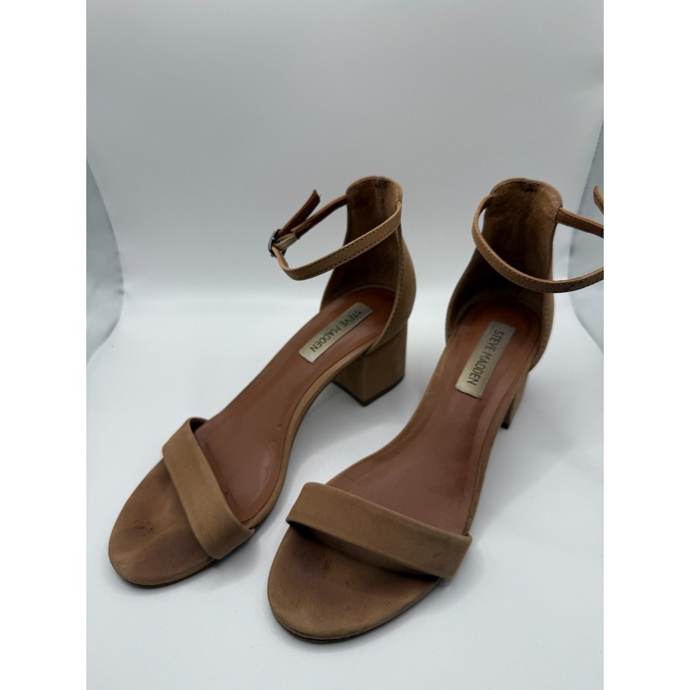 Steve Madden Irenee Womens US 8.5 Sandals Tan Nubuck Open Toe Ankle Strappy